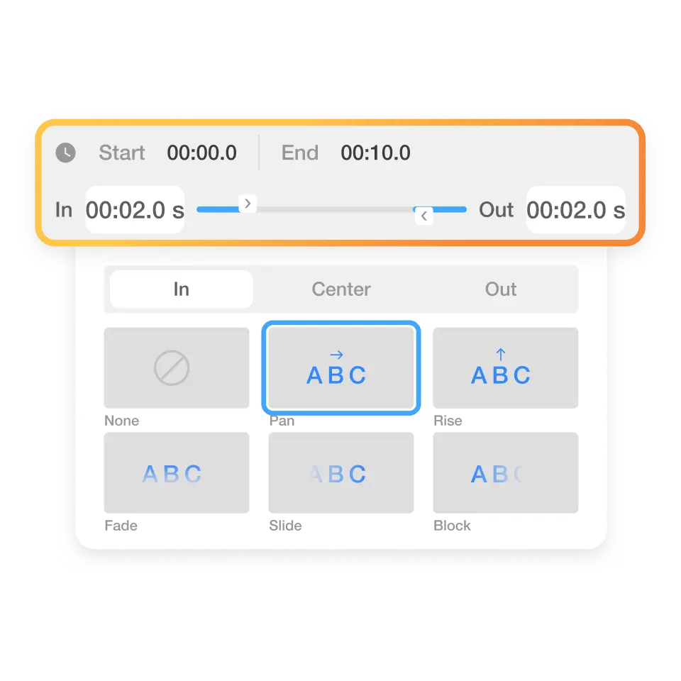 Animate your text with effects using Visla credit video creator to polish your credits.